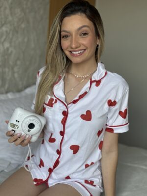 Pijama Maíra Corações Vermelho
