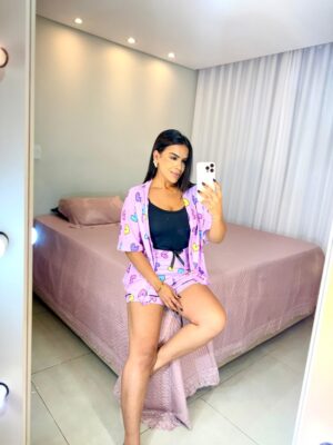 Pijama Iandra corações lilás