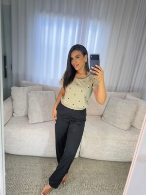 Pijama meia estação poá