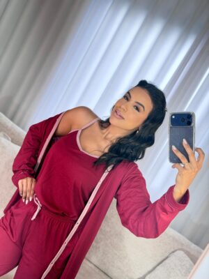 Pijama 3 peças vinho