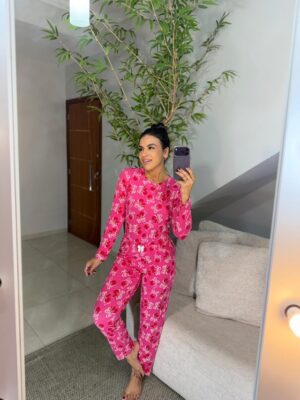Pijama longo cereja