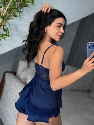 Baby doll luxo azul marinho