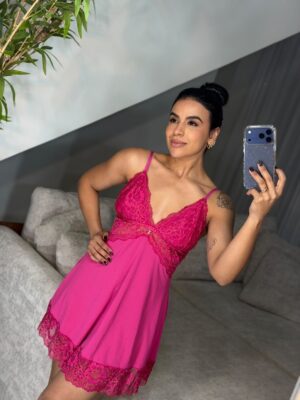 Camisola luxo rosa com fios dourados