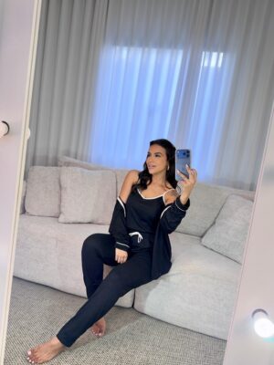 Pijama 3 peças preto